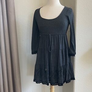 Anthropologie Uncle Frank Black Lace Trim Dress